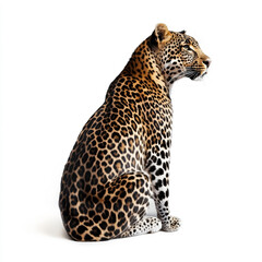 Obraz premium Leopard Sitting on White Background