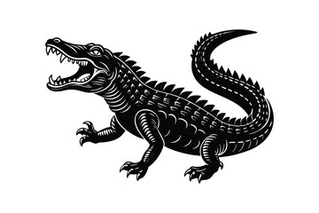 Obraz premium Fierce Crocodile Vector Illustration - Wild Reptile Icon for Jungle Wildlife Art, Nature Decor & Exotic Design