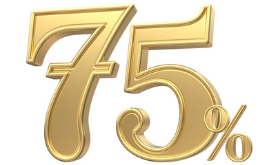 Obraz premium 75 Number Percent Gold 3D Render