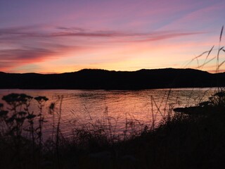 sunset over the water