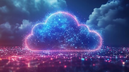 Obraz premium Cloud computing transfer big data on internet futuristic digital technology