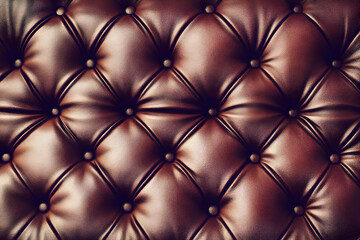 A close-up of tufted leather upholstery with a rich texture and warm tones.