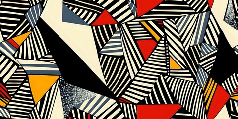 Obraz premium Abstract Geometric Pattern with Stripes and Triangles