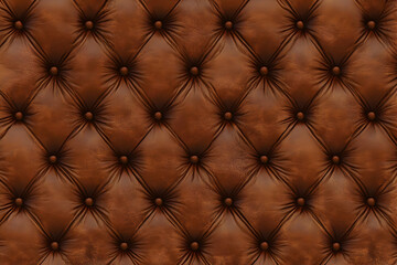 Textured brown leather upholstery with tufted design, suitable for furniture and decor.