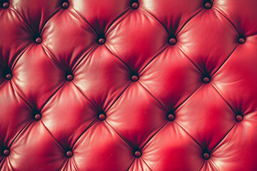 Fototapeta premium Close-up of a tufted red leather surface showcasing texture and design.