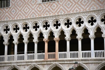 detail of the Doges palace in Venice Italy