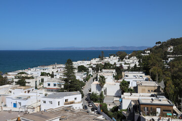 Fototapeta premium La marsa tunisia seaside town panoramic view and cityscape