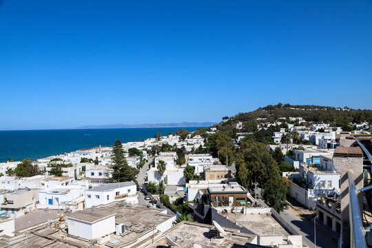 La marsa tunisia seaside town panoramic view and cityscape