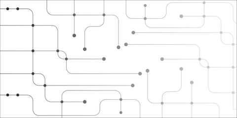 Simple network circuit board connected dots and lines background template. Technology blockchain linked global digital database graphic vector