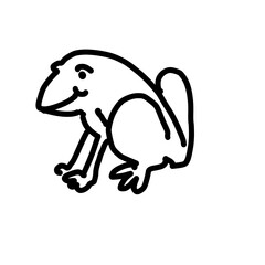 Obraz premium black and white outline hand drawing of a cartoon frog