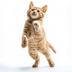 Obraz premium Playful Ginger Kitten Dancing in the Air