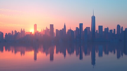 Fototapeta premium Artistic Representation of New York Skyline in Vibrant Colors