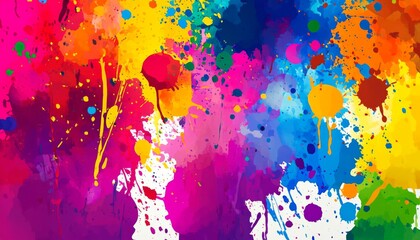 Fototapeta premium Colorful Paint Splatter Abstract Background Enhance designs with vibrant and dynamic colors in this abstract backdrop.