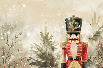 Christmas Nutcracker watercolour illustration