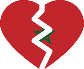 Fototapeta premium Broken Heart Icon of Morocco Flag
