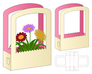 flower paper bag packaging die cut template design