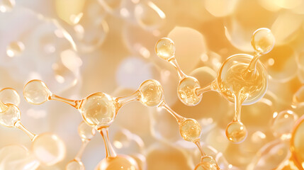 A macro shot of niacinamide molecules merging with skin cells, showing a smooth, hydrated complexion	
