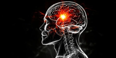 Highlighting Primary CNS Lymphoma Symptoms Brain Tumor & Neurological Deficits in a Person's Brain Visualization