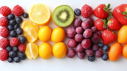 Obraz premium Fresh Fruits Array on White Background