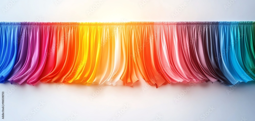 Fototapete a colorful fabric draped elegantly, showcasing a vibrant spectrum of colors. the light plays beautif