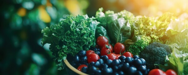 Fototapeta premium Explore the vibrant world of fresh vegetables and fruits for a healthy lifestyle