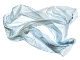 Transparent plastic sheet floating in mid-air, cut out transparent