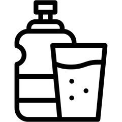 Vector Icon Water, Water Bottle, Drink, Healthcare, Drinking Water, Glass