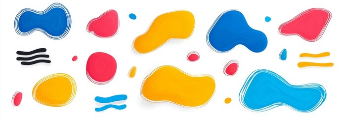 Set of colored plasticine shapes isolated on transparent background. Modern realistic illustration of handmade red, blue, green clay arts, creative kids crafts for school, modeling dough texture for