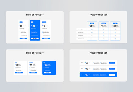 Pricing Table Layout