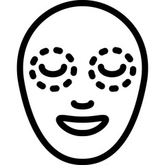 Fototapeta premium A simple line art illustration of a facial mask depicting relaxation with eyes closed and dotted outlines around the eyes