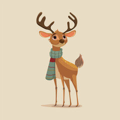 Reindeer Warm Winter Young Stag in Green Scarf