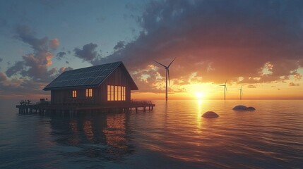 Obraz premium Solar panels and windmills, alternative energy concept