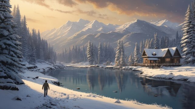 snow covered in mountains