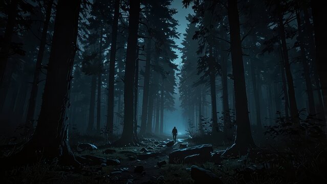 dark forest in the fog