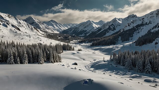 snow covered mountains