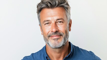Obraz premium Middle-Aged Man Smiling Against Neutral Background