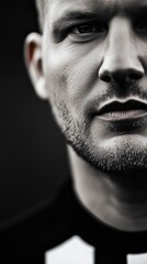 Fototapeta premium Focused referee close up portrait for sports event theme