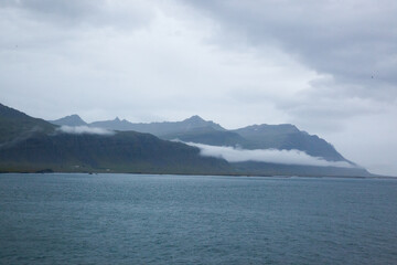 Icelandic mountains with a low cloud