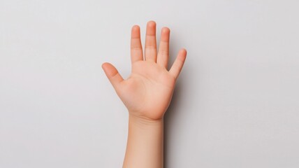 A close-up of an open human hand against a light background, symbolizing help, communication, or a request for attention.