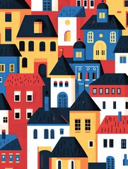 Naklejka premium Colorful Houses Create a Vibrant Urban Landscape Design