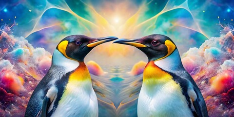 Creative Double Exposure Photography of Penguins for Unique Pattern Design Templates, Ideal for Digital Art, Textiles, Stationery, and Home Decor Projects
