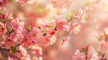 Fototapeta premium Spring Flowers in a Beautiful Pink Floral Background