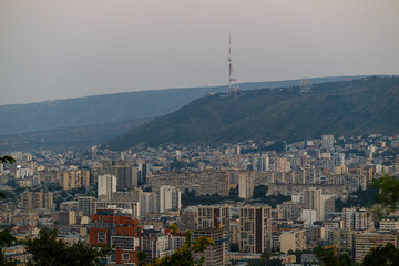 Tbilisi, Georgia - October 20 2024: Cityscape of Tbilisi under Mount Mtatsminda