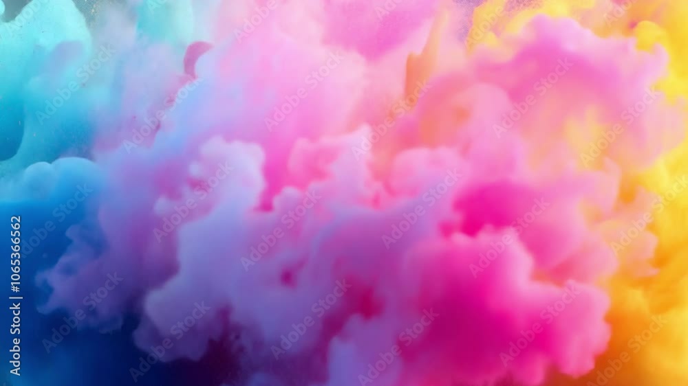 Poster Abstract Rainbow Ink Explosions: A vibrant and ethereal explosion of colorful ink, creating a mesmerizing abstract background with swirling patterns and dynamic textures.  