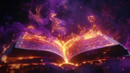 A burning book with flames that morph into ethereal