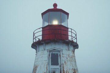 Old abandoned lighthouse with vines growing on it