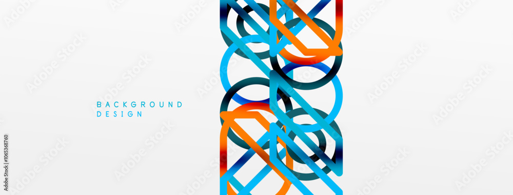 Poster abstract background - colorful circle lines technology or business digital template