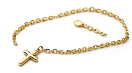 Fototapeta premium Delicate gold chain necklace with small cross pendant, perfect for everyday wear or special occasion