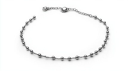 Fototapeta premium Delicate silver anklet with charm, showcasing its elegance