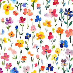 Seamless pattern with floral watercolor print hand painting with abstract flowers, design texture. Tileable Seamless pattern watercolor floral pattern for textile, stationery, wedding deisgn, fabric  